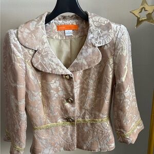 Vintage Cynthia Steffe Gold-Trim Brocade Blazer | Elegant Statement